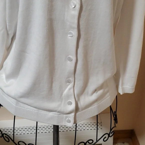Talbots white button down sweater size M - Picture 3 of 10